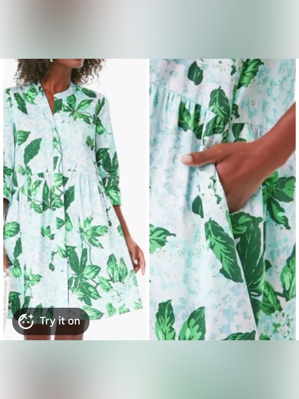 Tuckernuck Green White Floral Callahan Shirt Dress XXXL Plus Size 3XL Minidress